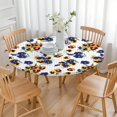 thumbnail image 3 of Elastic Fit Tablecloth with Elegant Floral Print, Water-Resistant Polyester for Round Dining Table or Garden Setup, Fits 44-52 Inch Surface, 3 of 7