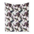 thumbnail image 1 of Watercolor Soft Flannel Fleece Blanket, Lilly Flower Pattern with Flying Birds Fauna and Flora Abstract Animal Imagery, Cozy Plush for Indoor and Outdoor Use, 60" x 80", Multicolor, by Ambesonne, 1 of 6