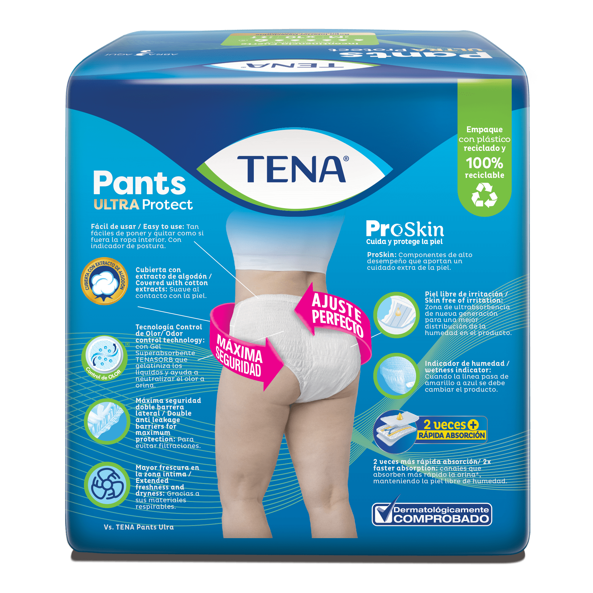 TENA Pants Ultra, Unisex, Medium, Heavy Incontinence, PROskin, 10 Count