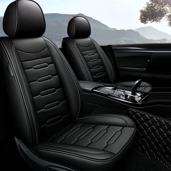 LAONNVIR Car 5-Seat Covers Front & Rear Full Set for Toyota Tundra Crew Cab 4-Door 2008-2024 Car Seat Covers PU Leather Cushion Pad (Black)