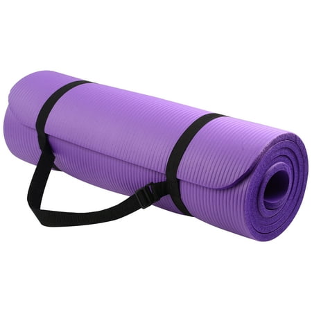 Everyday Essentials All-Purpose 1/2-Inch High Density Foam Exercise Yoga Mat Anti-Tear with Carrying Strap, Purple