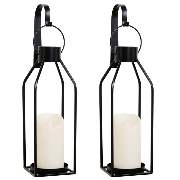 Candelabros de pared HPC DECOR de metal negro con LED parpadeante