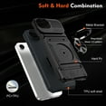 thumbnail image 4 of Dteck Case with Tempered Glass Screen Protector for iPhone 16e,Shockproof Card Holder [Store 2 Cards] Wallet Case Magnetic Ring Stand Dual Layer Heavy Duty Protective Cover for iPhone 16e,Black, 4 of 7