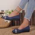 thumbnail image 4 of KIJBLAE Women's Solid Rhinestone Full Cover Flats, Low Cut Slip On Lazy Soft Sole Casual Moccasins Navy 43, 4 of 9