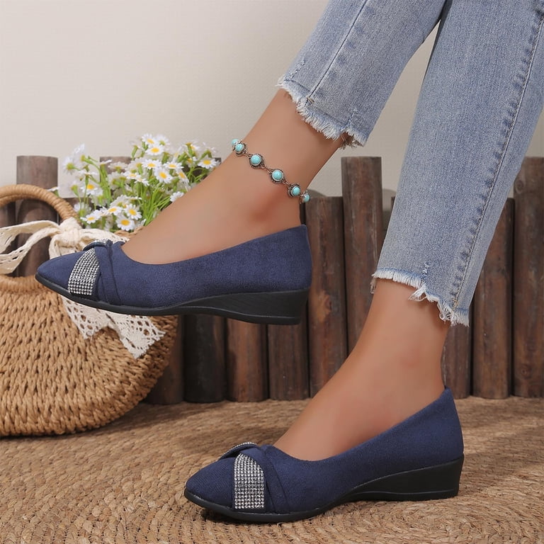 navy blue dress wedge shoes Journee Women's Danika DRESS Wedges, Navy 9.5