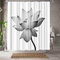 thumbnail image 2 of Black and White Shower Curtain Lotus Flower Shower Curtain Polyester Fabric Bathroom Decoration Waterproof With Hook 72"W x 78"L (Pack of 1), 2 of 6