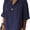 Navy Blue, variant on Wrongduck Womens Linen Cotton V Neck Blouse Plus Size 3/4 Sleeve Button Shirt Loose Fit Tunic Top