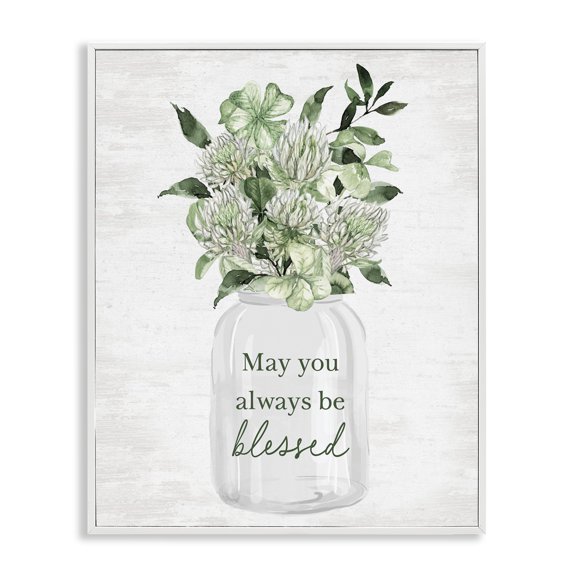 Stupell Industries Farmhouse Be Blessed Herb Bouquet White Framed Giclee Art, 11 x 14, by Lettered and Lined