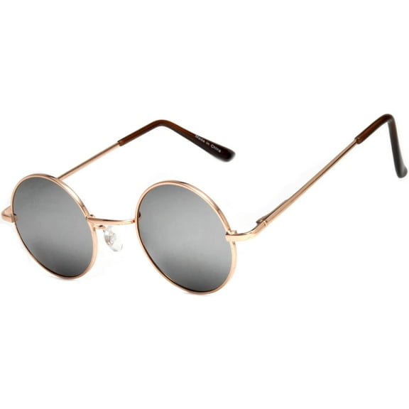 Round Sunglasses - Small (43mm) Gold Frame / Silver Mirror Lens