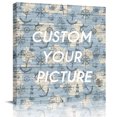 thumbnail image 2 of Nautical Blue Wall Art Painting on Canvas, Sailing Anchor Compass Lighthouse Fish Canvas Art Home Prints Wall Art Framed Modern Artwork for Living Room Bedroom Wall Decor 20x20in, 2 of 9