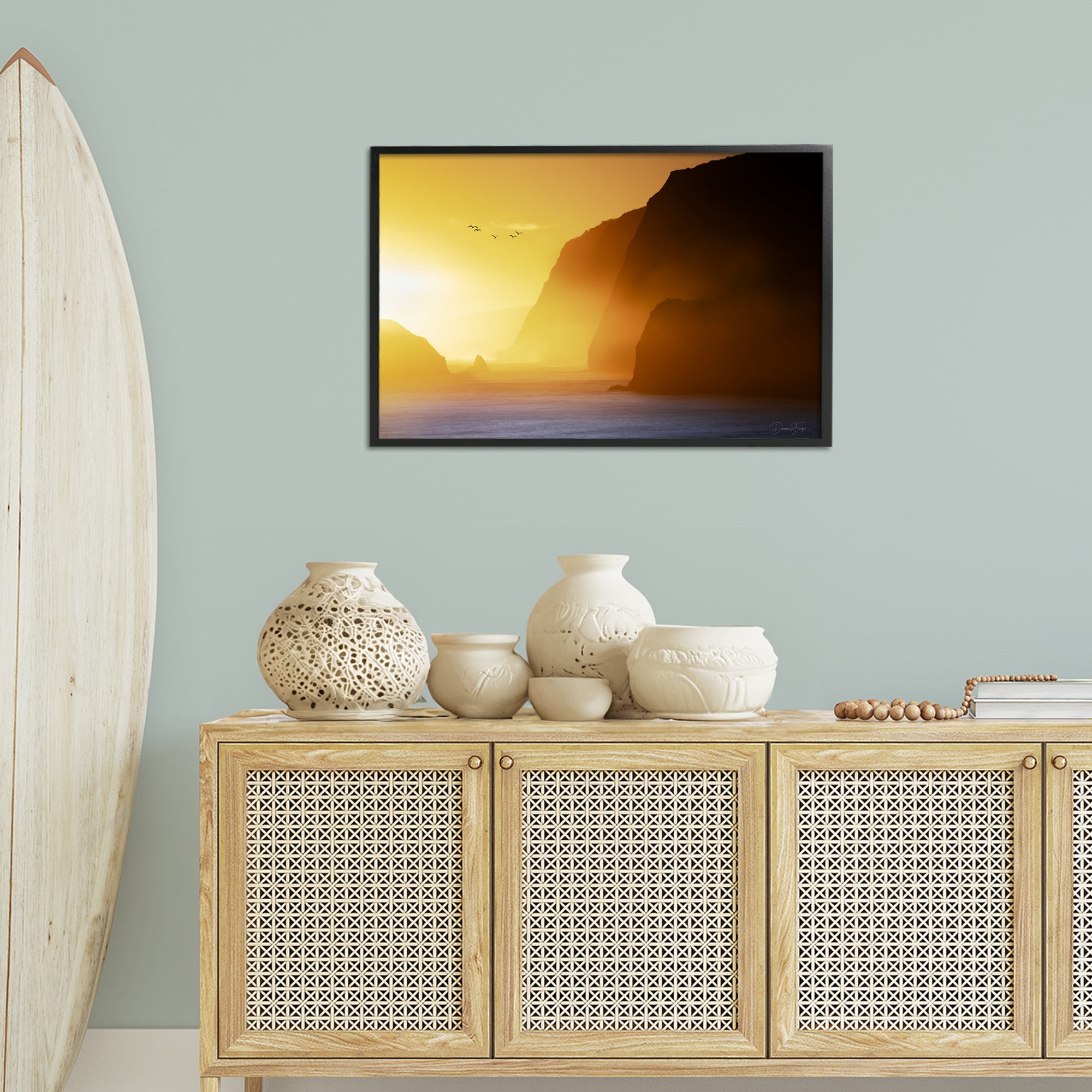 Stupell Industries Bright Sunlit Cliffs Landscape Photography Black Framed Art Print Wall Art, 30 x 20