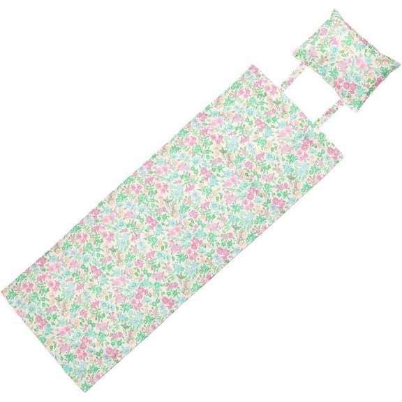 1 pc Beach Sling Chair Canvas with Pillow 55.5x16.9 Inch Pink Green Print Replacement Deck Chairs Canvas Cloth Fabric Outdoor Folding Lounge Chair for Patio Outdoor Sunbathing Garden Courtyard