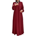 thumbnail image 1 of Vestidos Prolriy para mujer 2024 Vestido musulmán con estampado de lunares para mujer, ropa de oración de manga larga, vestidos de mujer rojos M, 1 of 4