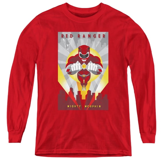 Power Rangers Red Deco Youth Long Sleeve T-Shirt Tee Red