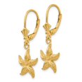thumbnail image 2 of Real 14kt Yellow Gold Starfish Leverback Earrings; for Adults and Teens; for Women and Men, 2 of 3