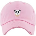 thumbnail image 2 of Panda Vintage Distressed Dad Hat Pink Adjustable Baseball Cap Hip Hop Animal SWAG Polar Bear Bamboo Giraffe Tiger, 2 of 4