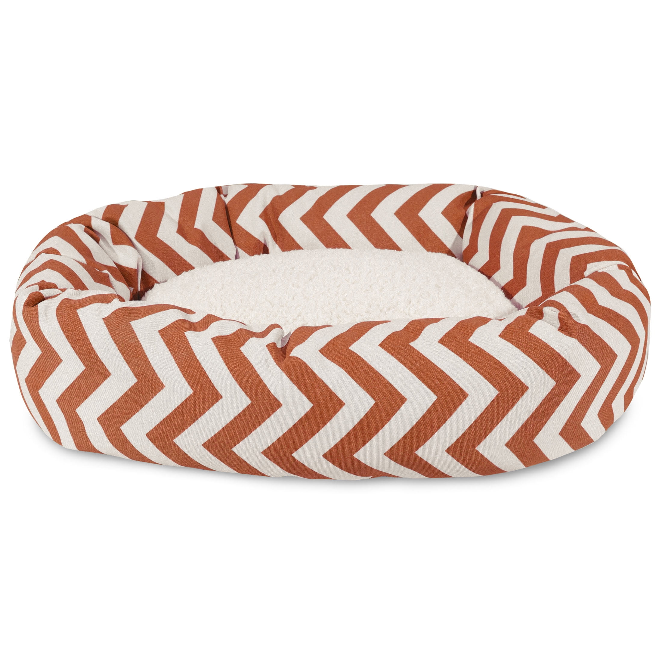 Majestic Pet Sherpa Chevron Bagel Pet Bed for Dogs, Calming Dog Bed Washable, Medium, Burnt Orange