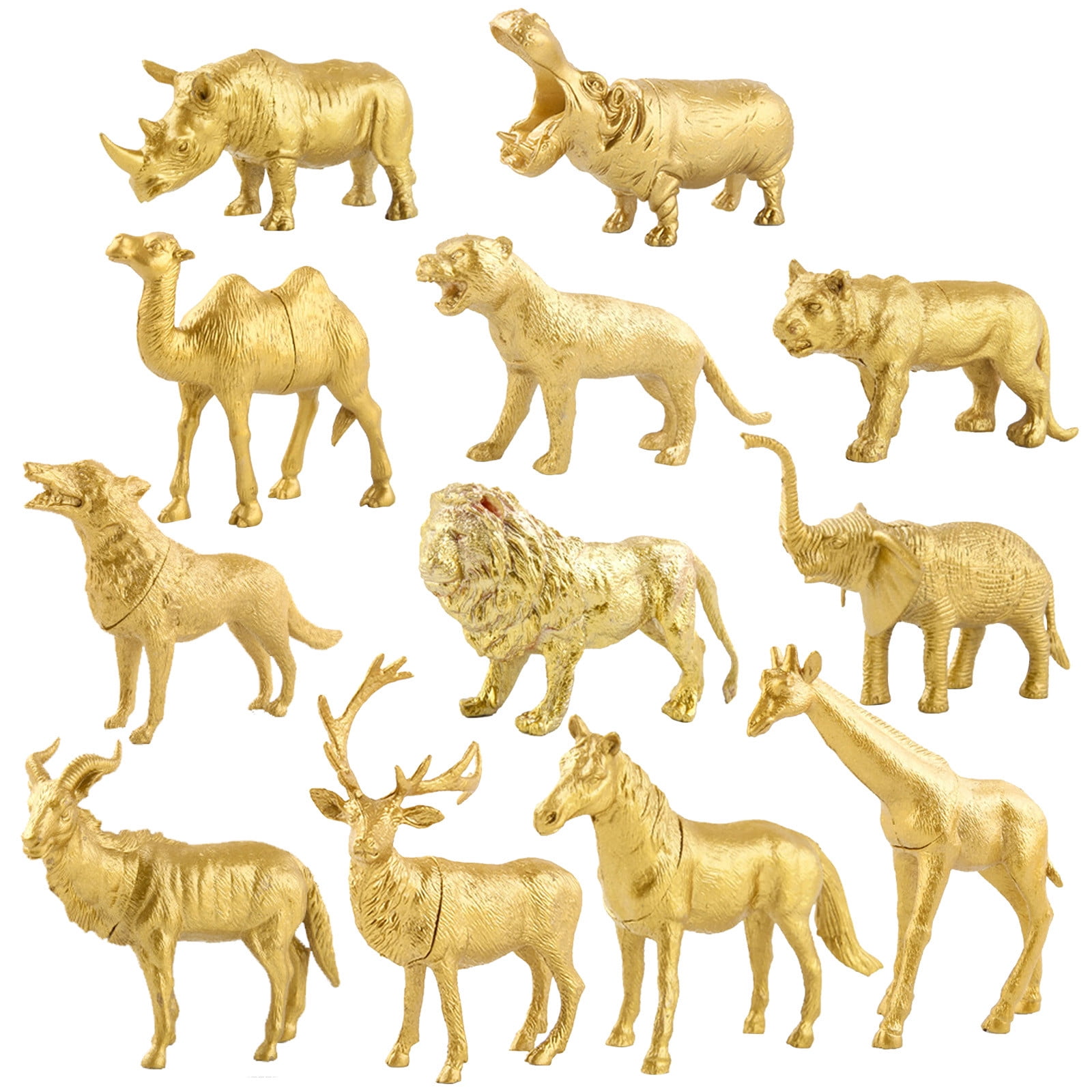 EUHDSSDE Gold Animals Figurines Model Toys Jungle Animal Figures Wild Animals Model Home Decoration Gift EUHDSSDE Gold Animals Figurines Model Toys Jungle Animal Figures Wild Animals Model Home Decoration Gift