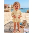 thumbnail image 4 of BemeyourBBs Toddler Baby Girl 2 Piece Swimsuit Set Infant Girls Bathing Suit Long Sleeve Rash Guard Swimwear Frill Mock Neck Eyelet Hollow Out Zipper Swiming Tops Bottoms Bikini Set Summer Beachwear, 4 of 9