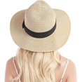 thumbnail image 1 of BEMS-1pcs Sombrero de paja blanco roto para mujer - Sombrero de playa - Sombrero de verano - UV, 1 of 5