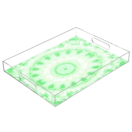 

Acrylic Tray 15.7*11.8*1.9 Inch Transparent Tray Food Tray Tea Cup Tray Serving Trays Cosmetics Storage Kitchen Table Bathroom Sundry Storage Light Green Tie Dye Pattern