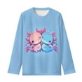 thumbnail image 4 of DISNIMO Blue Axolotl Shirt Fall Long Sleeve Shirts for Girls 5-6 Tops Long Sleeve Loose Shirts Girls Cute T Shirt for Girls High Waisted Shirts for Girls Crew Neck Tshirt, 4 of 7