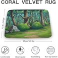 Cartoon Green Forest Pattern Bath Rugs Absorbent Non Slip Door Mats