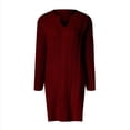 thumbnail image 4 of DHFJKG Sweater Dress For Women Knit Jacquard Notch V Neck Long Sleeve Loose Fit Mini Dress Winter Pullover Tunic Above Knee Cozy Dresses, 4 of 5
