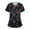Dark Gray, variant on Women’s V-Neck Scrub Top with Leaf Print, Short Sleeve, Breathable Soft Fabric, Classic Fit for Medical Professionals