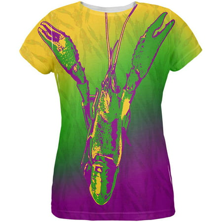 Mardi Gras Cajun Crawfish All Over Womens T Shirt