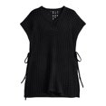 thumbnail image 5 of mgoYE Big Girl's V Neck Crochet Short Sleeve Beach Dress Summer Swimsuit Bikini Cover Up(Black,8-10 Years), 5 of 9
