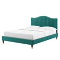 thumbnail image 1 of Tufted Platform Bed Frame, Twin Size, Velvet, Teal Blue, Modern Contemporary Urban Design, Bedroom Master Guest Suite, 1 of 10
