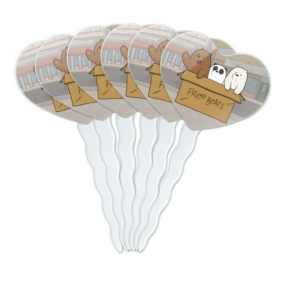 We Bare Bears Baby Bears Heart Love Cupcake Picks Toppers Decoration Set of 6