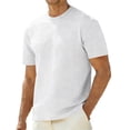 thumbnail image 1 of FRSASU T-Shirts pour Hommes à Col Rond en Tricot Gaufré T-Shirt à Manches Courtes Tee-Shirts Mode Décontracté Chandail à Enfiler Hauts Blanc, 1 of 6