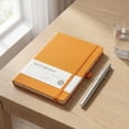 thumbnail image 5 of A5 Hardcover Lined Journal Notebook with Elastic Closure and Pen Loop for Office Meetings, Daily Planning and Travel, Orange, 5 of 6