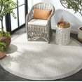 thumbnail image 3 of SAFAVIEH Beach House Maryam Bordered Indoor/Outdoor Area Rug, Ivory/Light Gray, 6'7" x 6'7" Round, 3 of 9