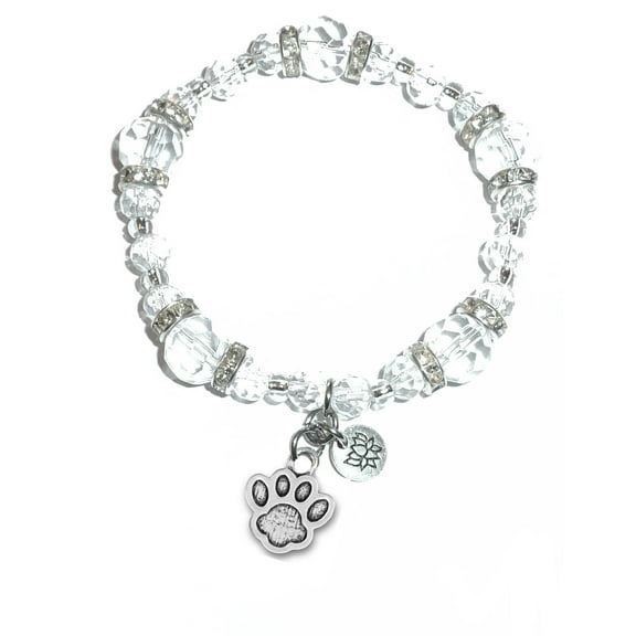 Hidden Hollow Beads - Paw Print - Crystal Stretch