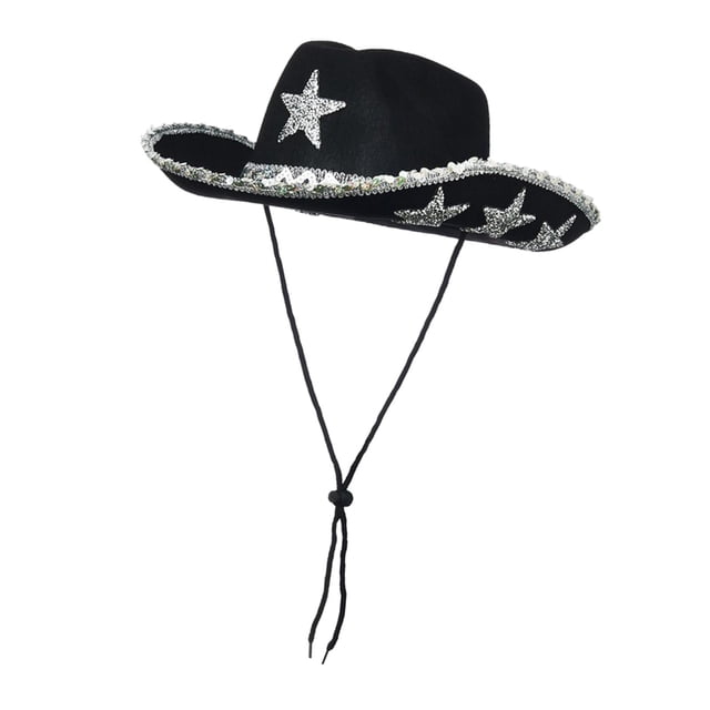 Sombrero de vaquero de moda estilo occidental, portátil, de ala ancha, accesorio nupcial, sombrero de fiesta negro