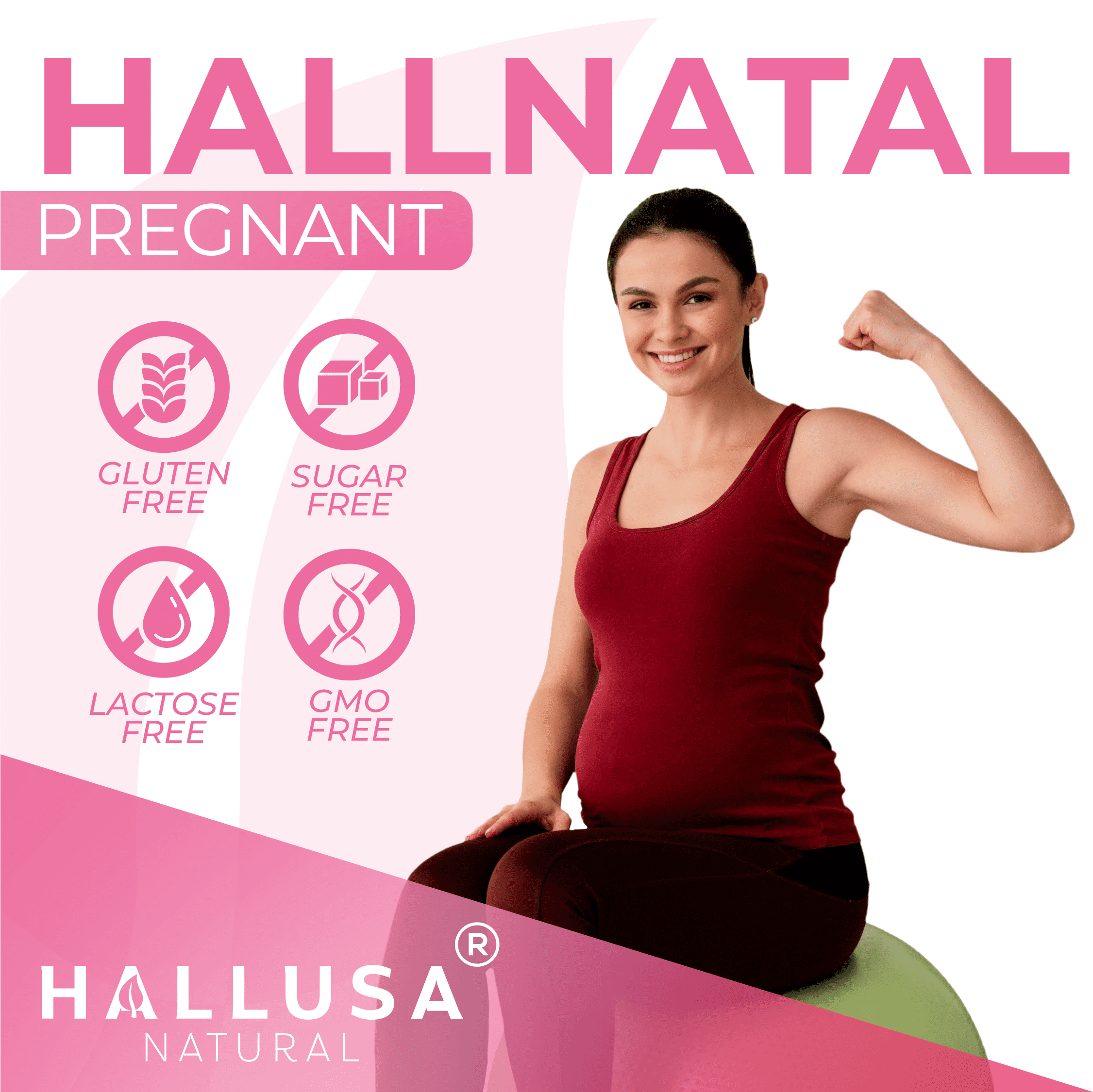HALLNATAL - Basic Prenatal Vitamins for Women, Folate, Iron, B12 + 20 Essential Vitamins and Minerals, Pregnant and Nursing Women - 90 Capsules - 30 Servings - Hallusa Natural