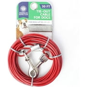American Kennel Club 30ft Tie-Out Cable for Small Dogs Up to 100lb, Tested Steel Wire Tie with Metal Buckles