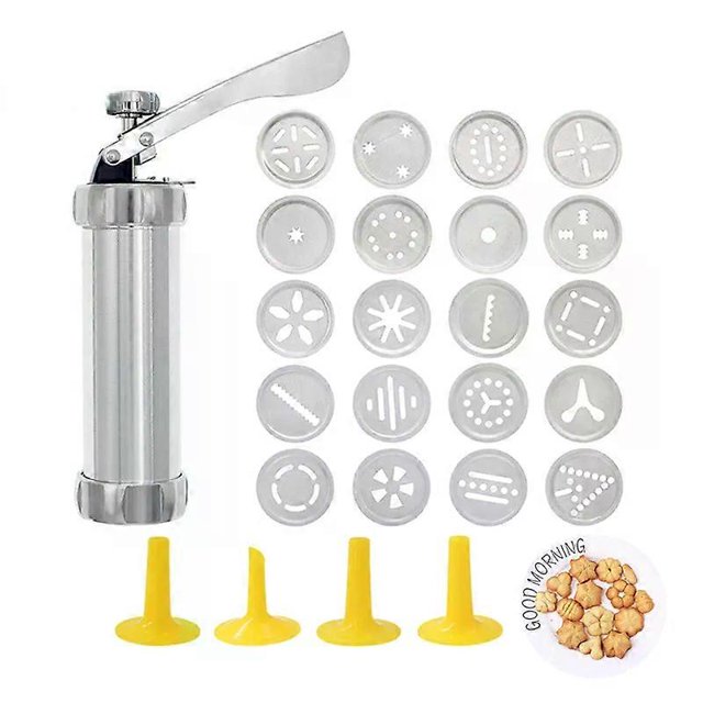 Cookie Press Gun and Icing Set Christmas Spritz Alloy Churro Maker With 4 Pastry Tip 20 Discs Biscuit Mold Tool