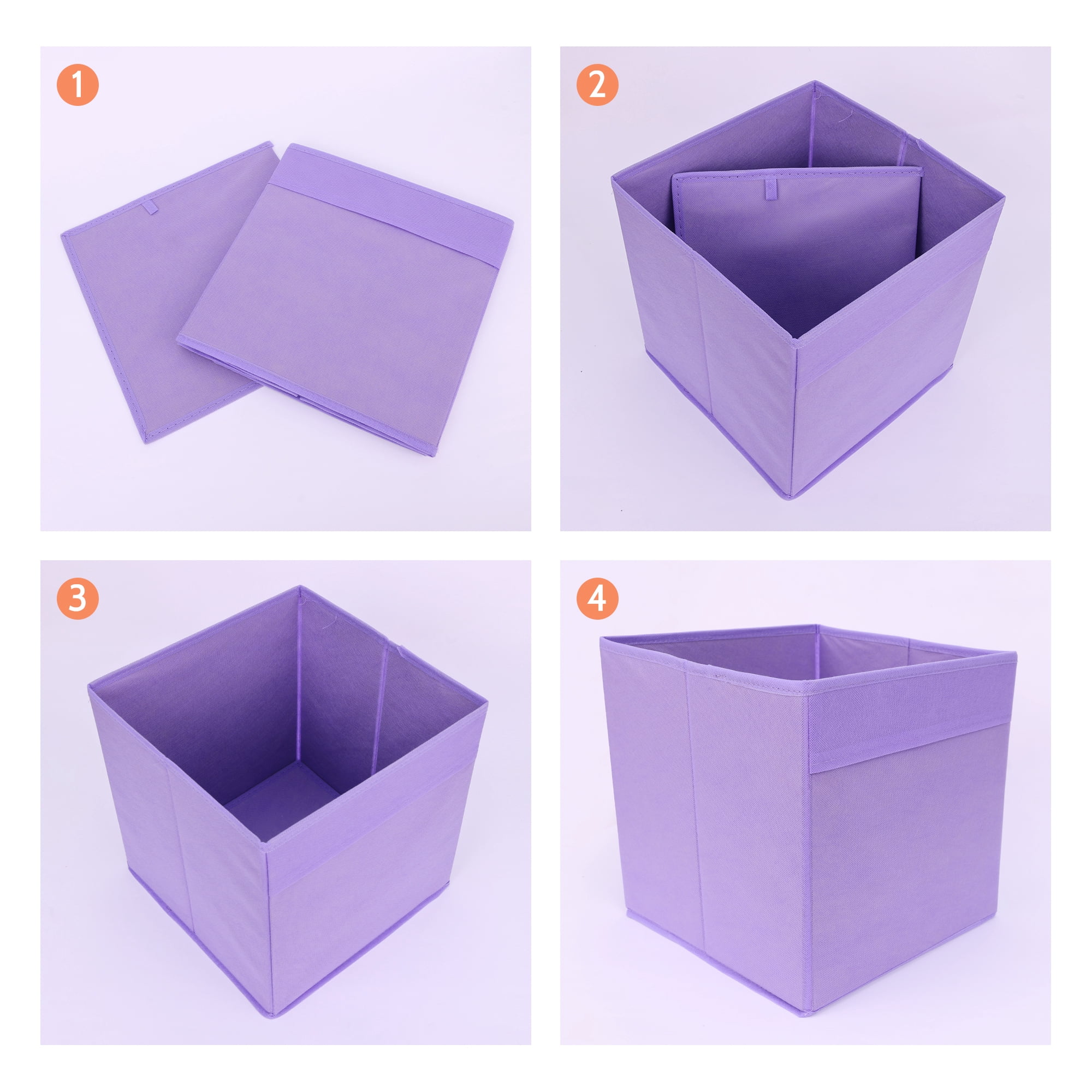 Unique Bargains Fabric Storage Cube Storage Bin Storage Basket Purple 11*10.5*10.5in