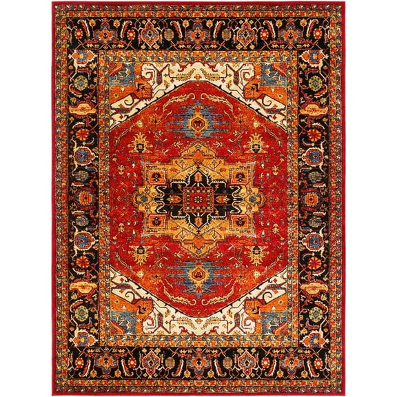 BoutiqueRugs Malpas Traditional Area Rug - Burgundy, Black, Light Brown - 2' x 2'11"