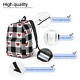thumbnail image 5 of Balery Heart Black Buffalo Plaid Gingham Vintage Canvas Backpack for Men and Women - Large Capacity, Durable Travel Laptop Bag for School, Work, Hiking, and Outdoor Activities, 5 of 7
