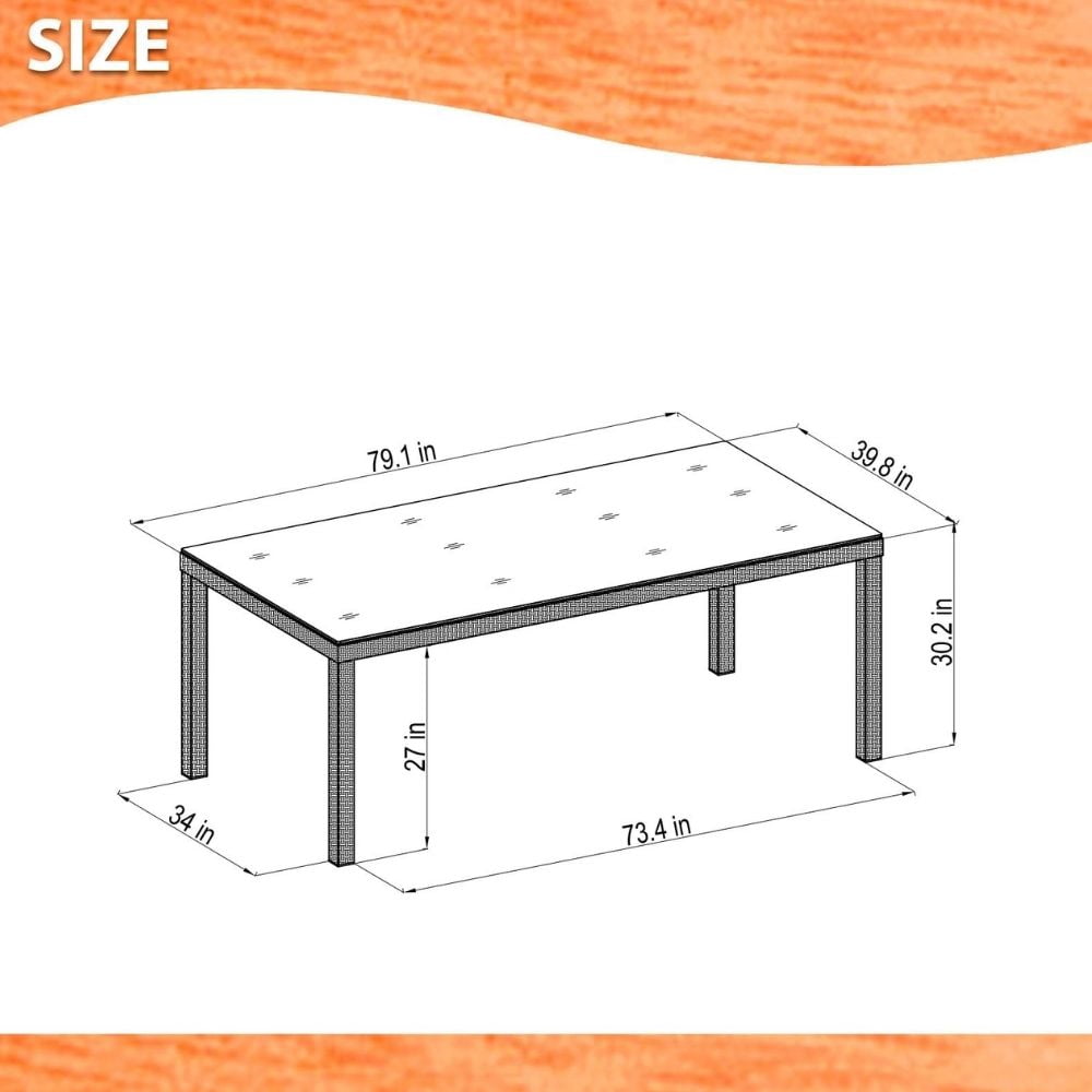 Midtown Concept Valdez 1-Piece Indoor Rectangular Dining Table | Eucalyptus wood | Ideal for Indoors