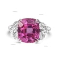 thumbnail image 2 of Cushion Cut Pink Sapphire Sapphire & Priencess Diamond Vintage Ring, Wedding Ring, 925 Sterling Silver, September Birthstone Vintage Handmade Ring, Art Deco Ring, 2 of 4