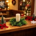 thumbnail image 7 of UNLLLL Mini Candle Ring Wreath, Artificial Greenery Christmas Table Centerpiece, Plastic Garland for Candles 3 to 4 Inch, for Mantel Shelf and Holiday Table Decor, A, 7 of 7