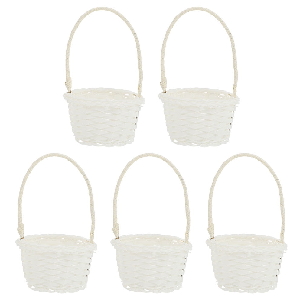 HOMEMAXS 5pcs Pastoral Style Plastic Rattan Baskets Small Flower