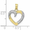 thumbnail image 3 of 10K Yellow With Rhodium Polished And Textured Heart Pendant Made In United States 10k9678, 3 of 5