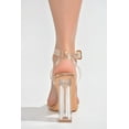 thumbnail image 3 of Cape Robbin Maria-2 Lucite Clear Strappy Block High Heel Open Peep Toe Sandals (Rose Gold, 8), 3 of 8